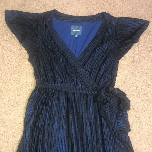 ModCloth Your Time to Shine Surplice Maxi Dress Flutter Sleeves Blue Black - Picture 4 of 10